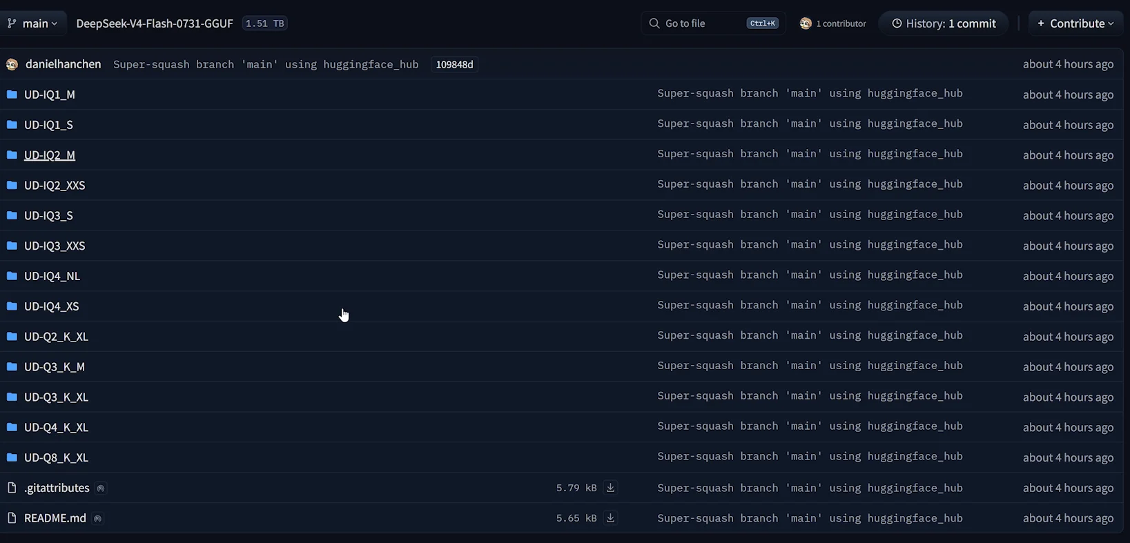 DeepSeek V4 Flash GGUF downloads on HuggingFace
