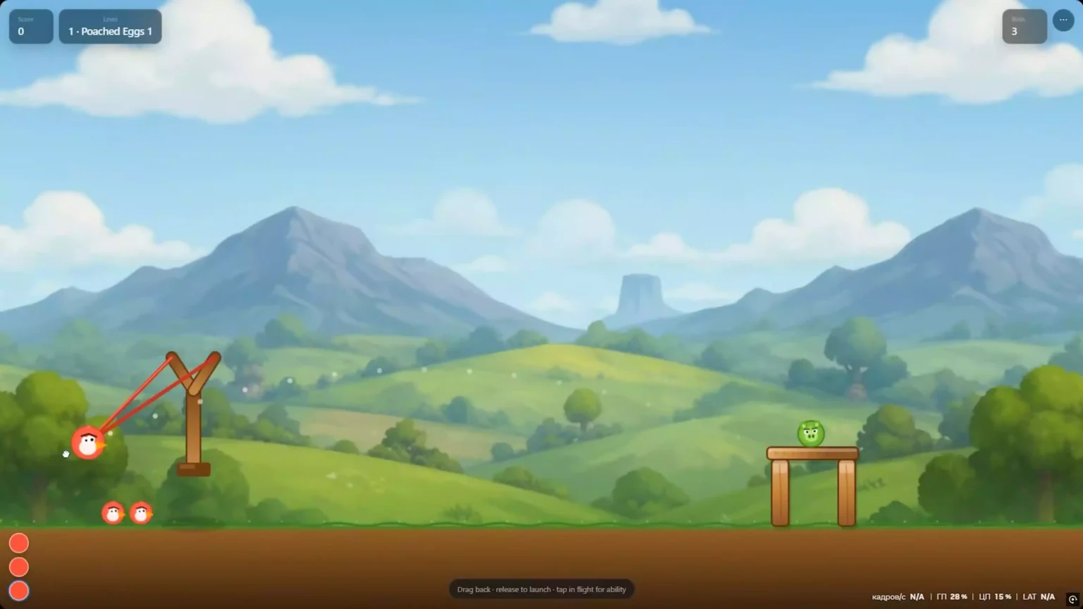 Grok 4.5 generated Angry Birds clone — physics game with slingshot mechanics