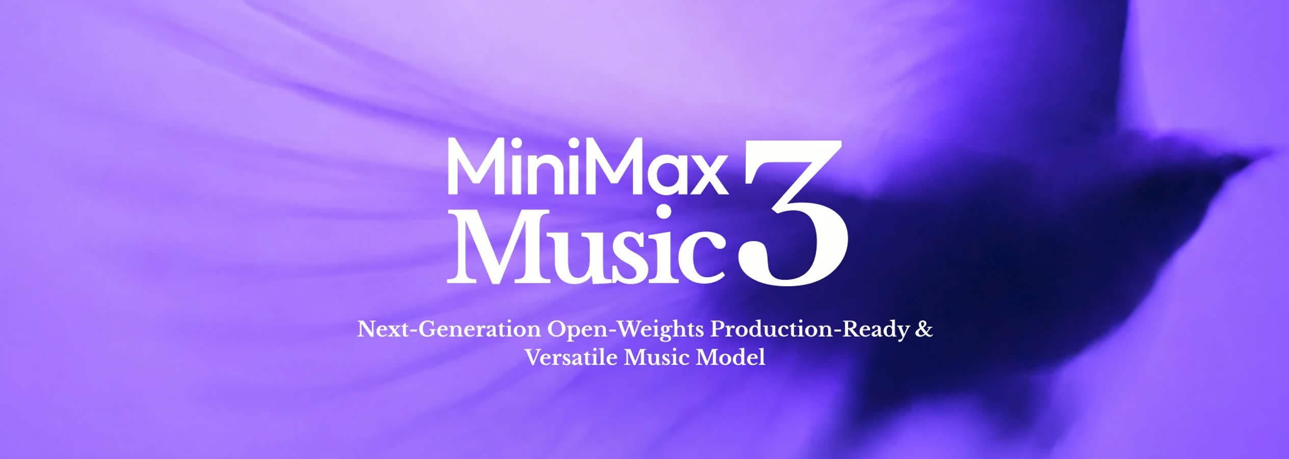 MiniMax Music 3 official banner: Next-Generation Open-Weights Production-Ready & Versatile Music Model