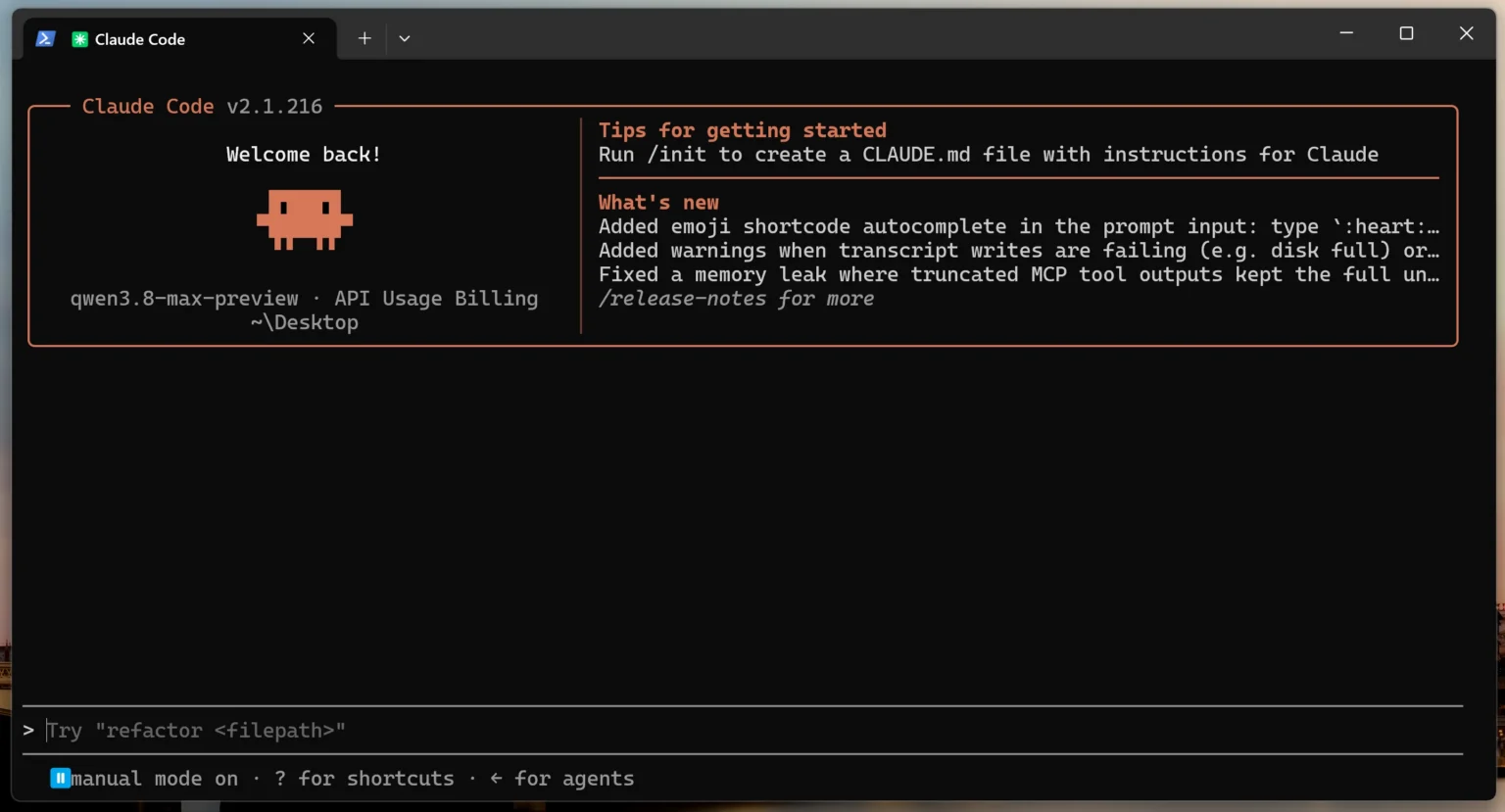 Claude Code configured with Qwen 3.8 API โ PowerShell script and environment variables