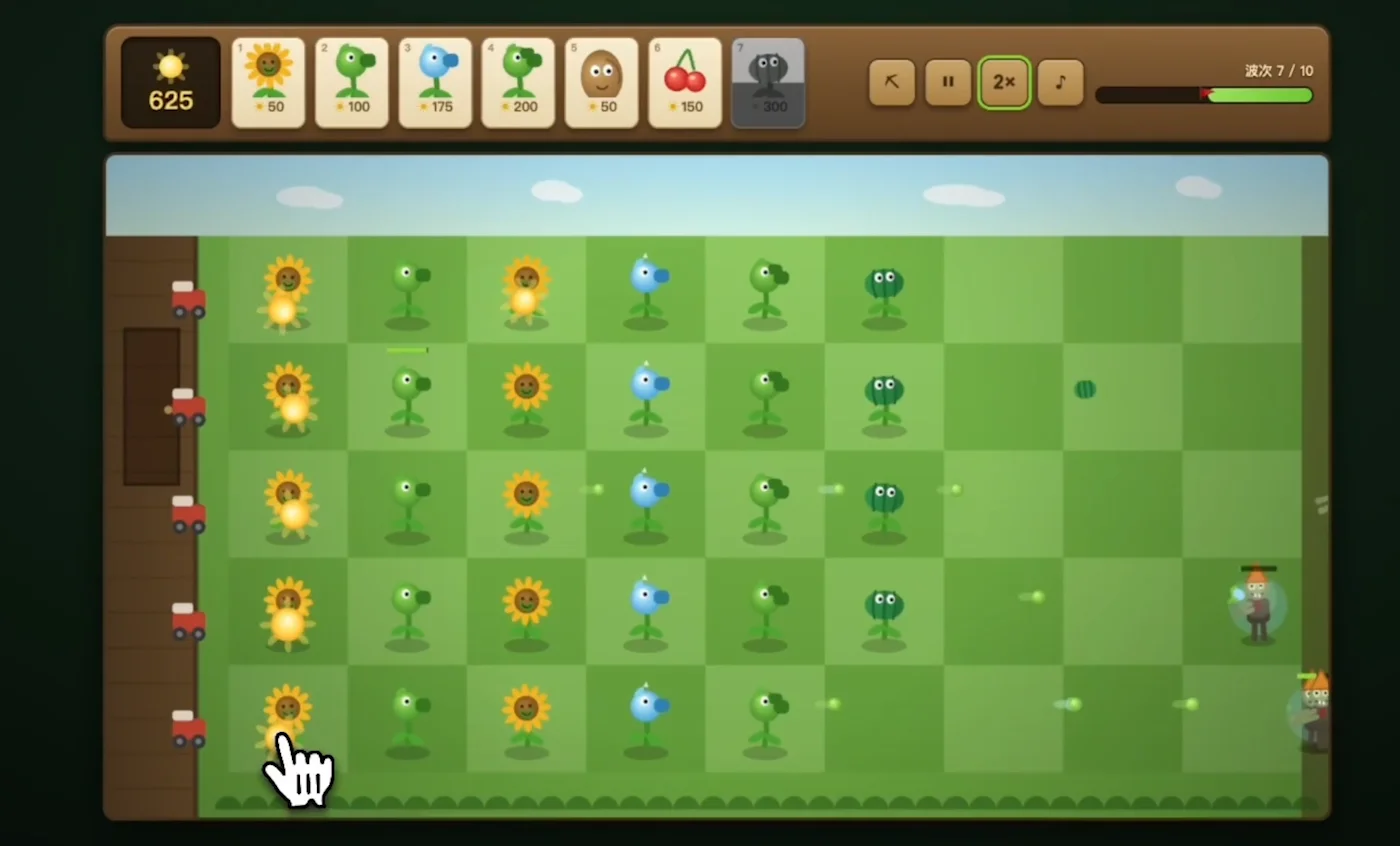 Qwen 3.8 Plants vs Zombies โ fully playable tower defense game generated from a single prompt